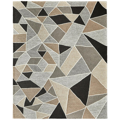 Feizy Kimball 8A33F Transitional Abstract Rug in Gray/Black/Brown