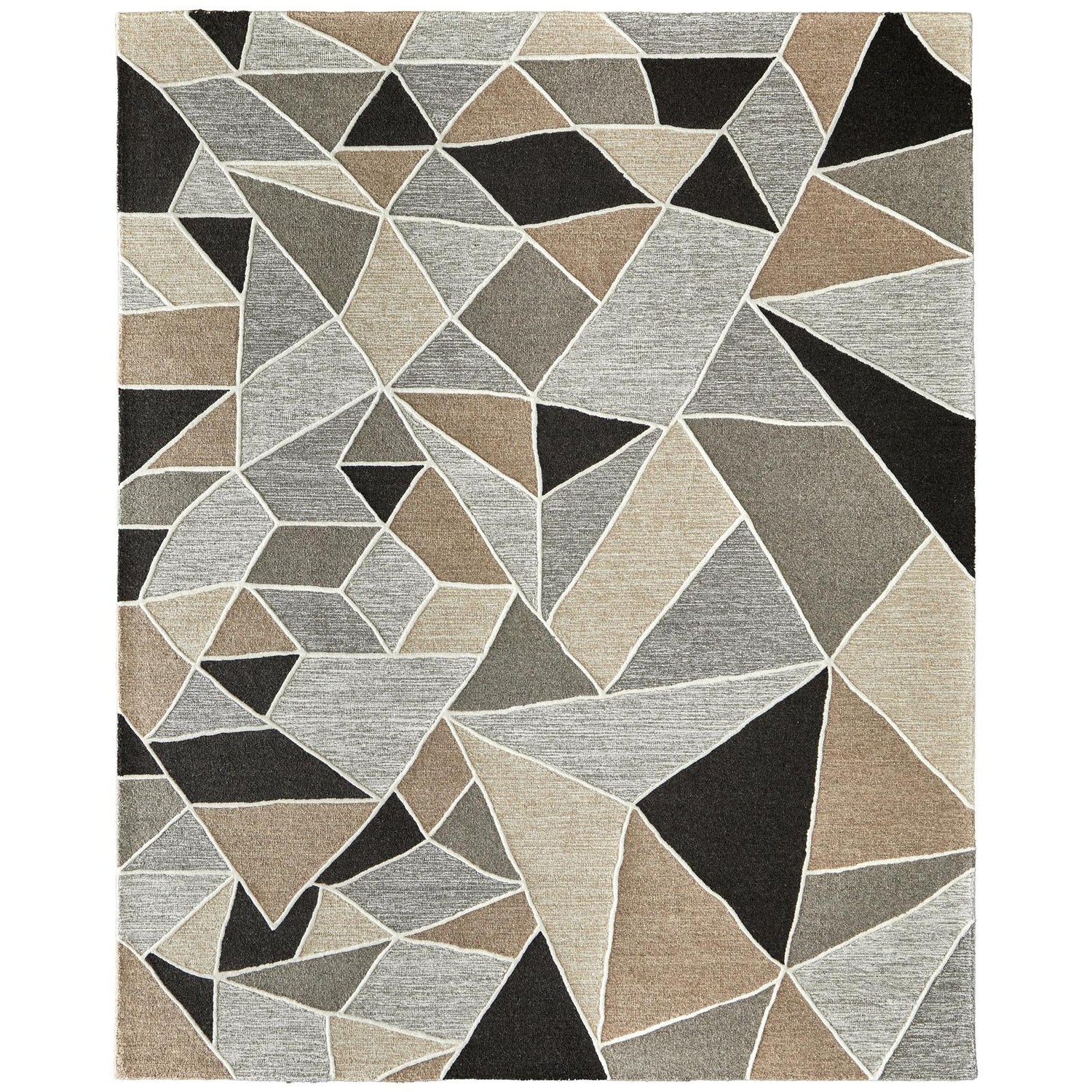 Feizy Kimball 8A33F Transitional Abstract Rug in Gray/Black/Brown