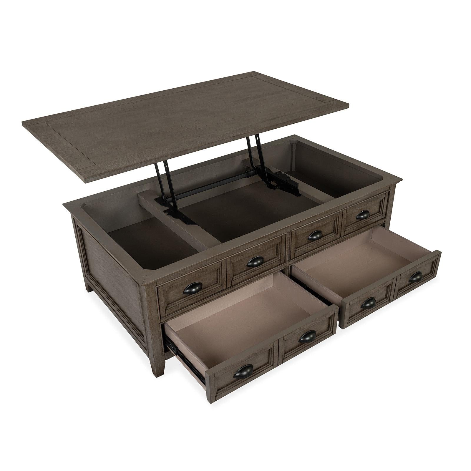 Magnussen Home Paxton Place Dovetail Grey Lift Top Storage Cocktail Table With Casters