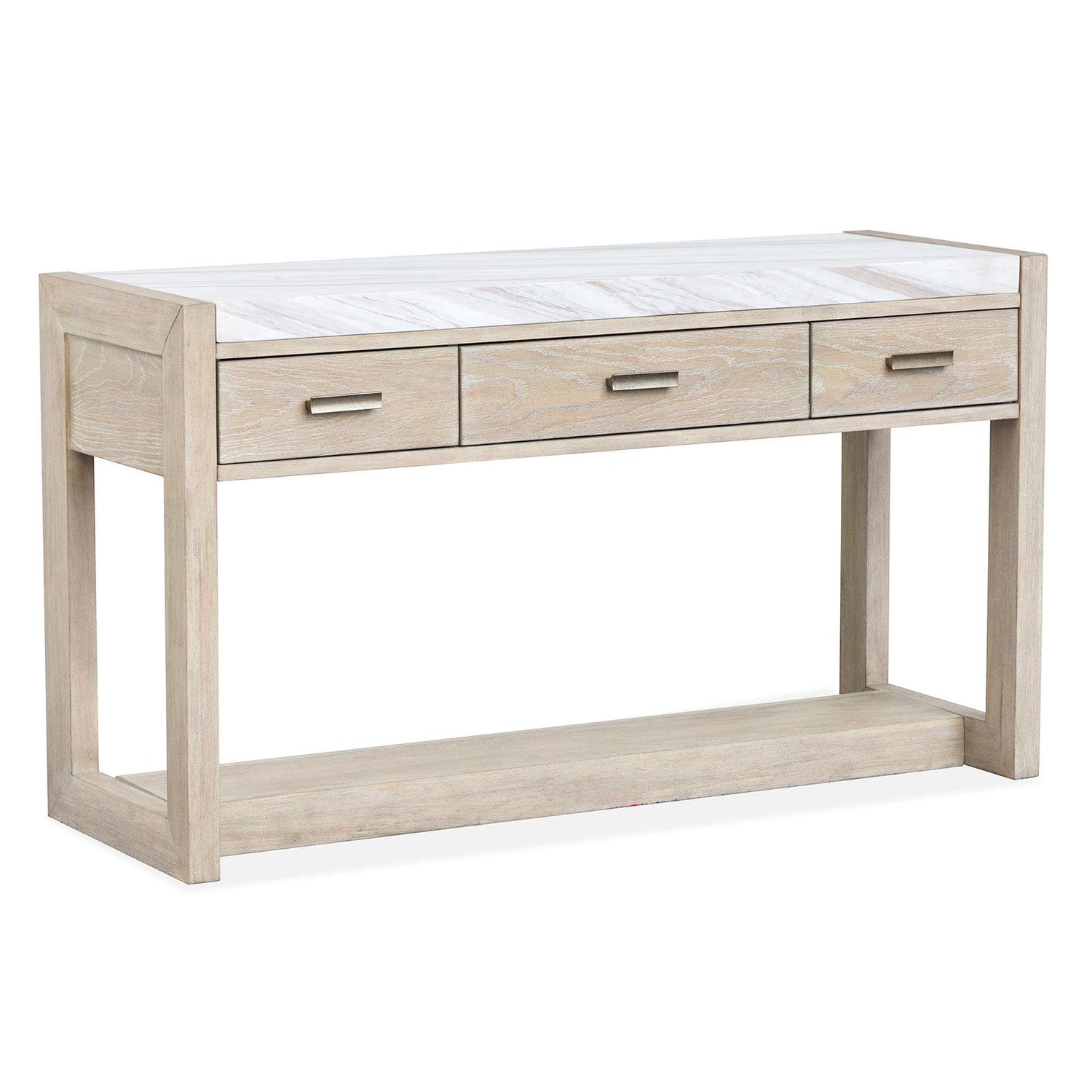 Magnussen Home Preston Gallery Buff And Antique Silver Rectangular Sofa Table