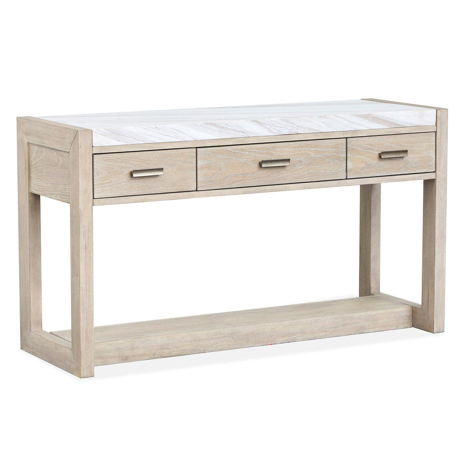 Magnussen Home Preston Gallery Buff And Antique Silver Rectangular Sofa Table