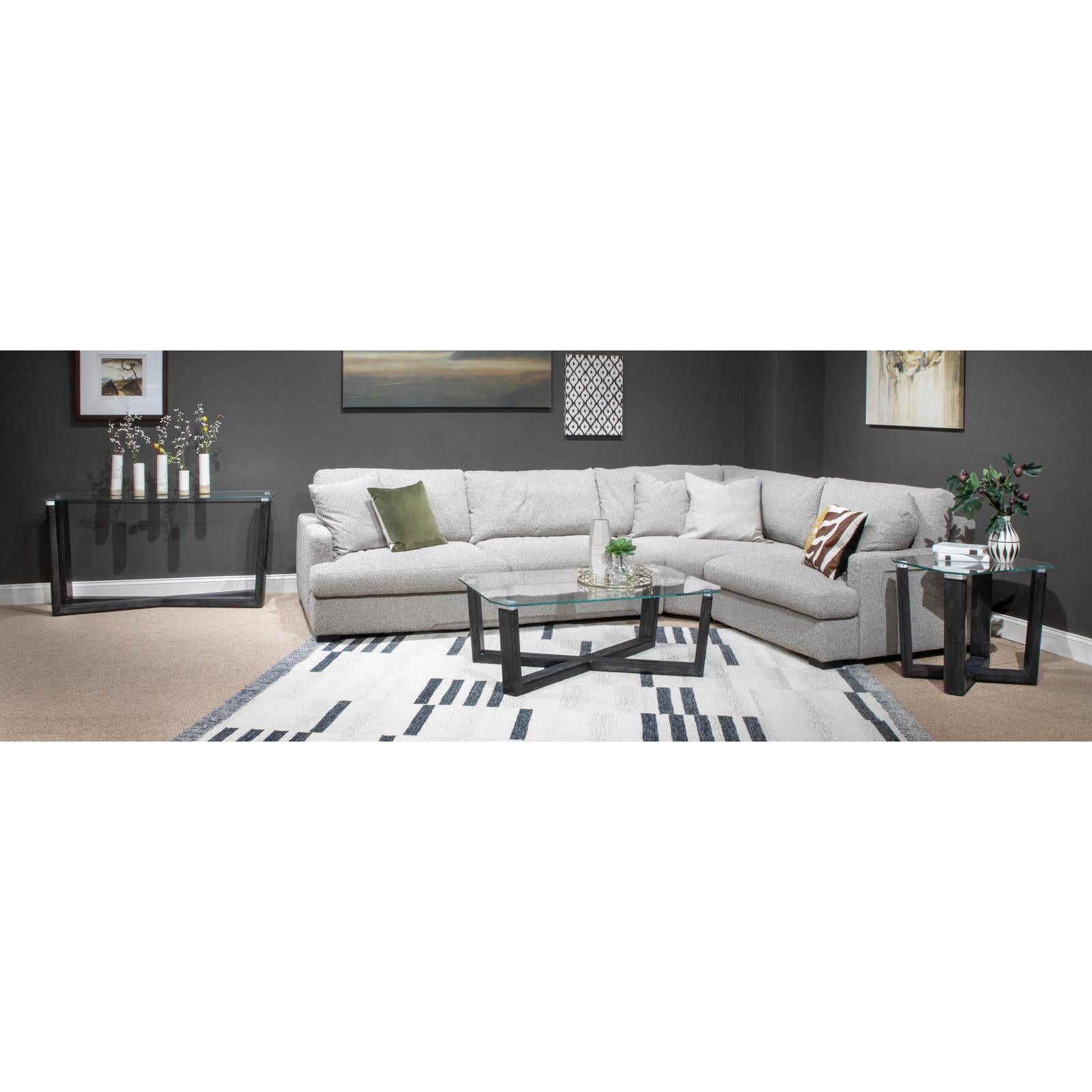 Magnussen Home Wexler Black Truffle And Clear Glass Rectangular Sofa Table