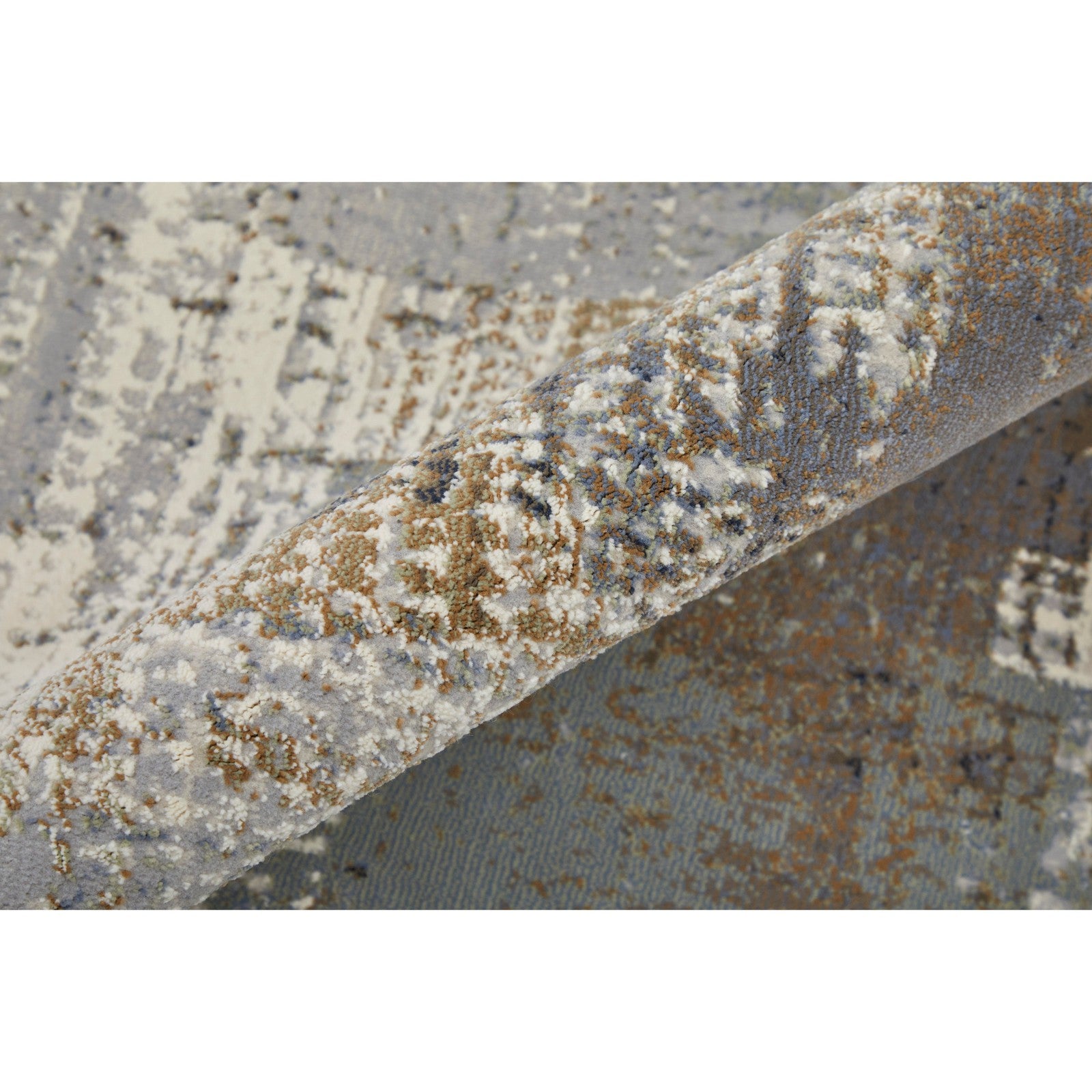 Feizy Clio 39LWF Modern Abstract in Ivory/Gray/Brown