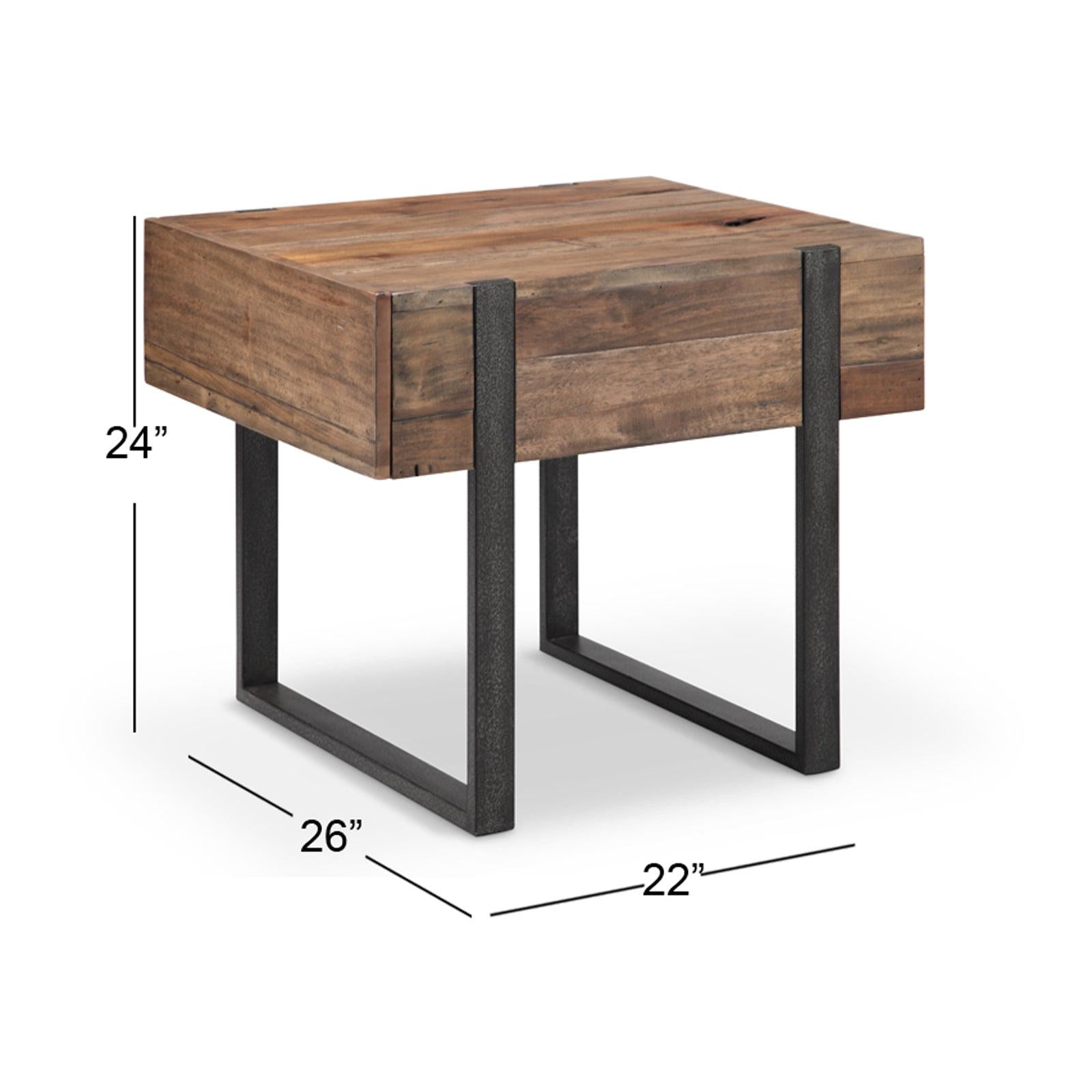Magnussen Home Prescott Rustic Honey And Distressed Iron Rectangular End Table