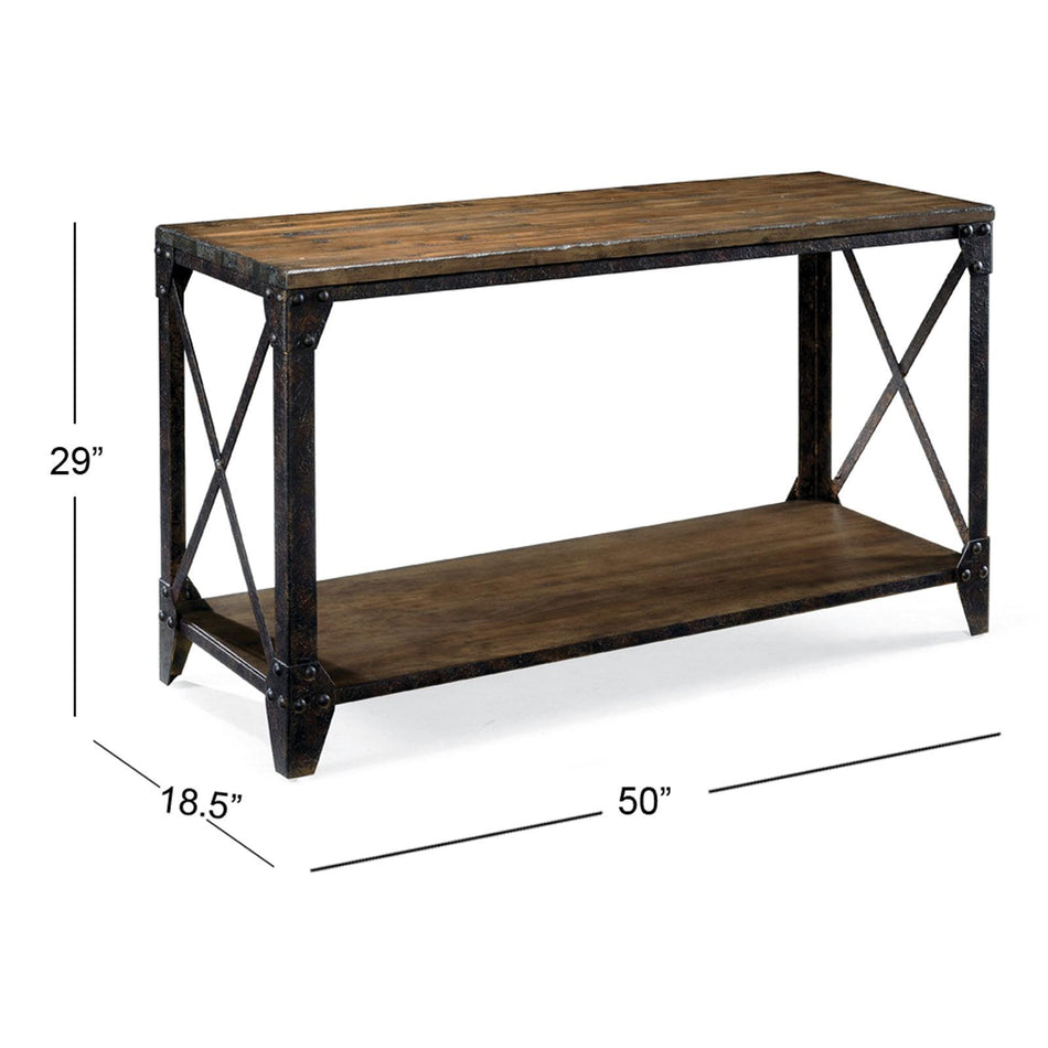 Magnussen Home Pinebrook Distressed Natural Pine Rectangular Sofa Table