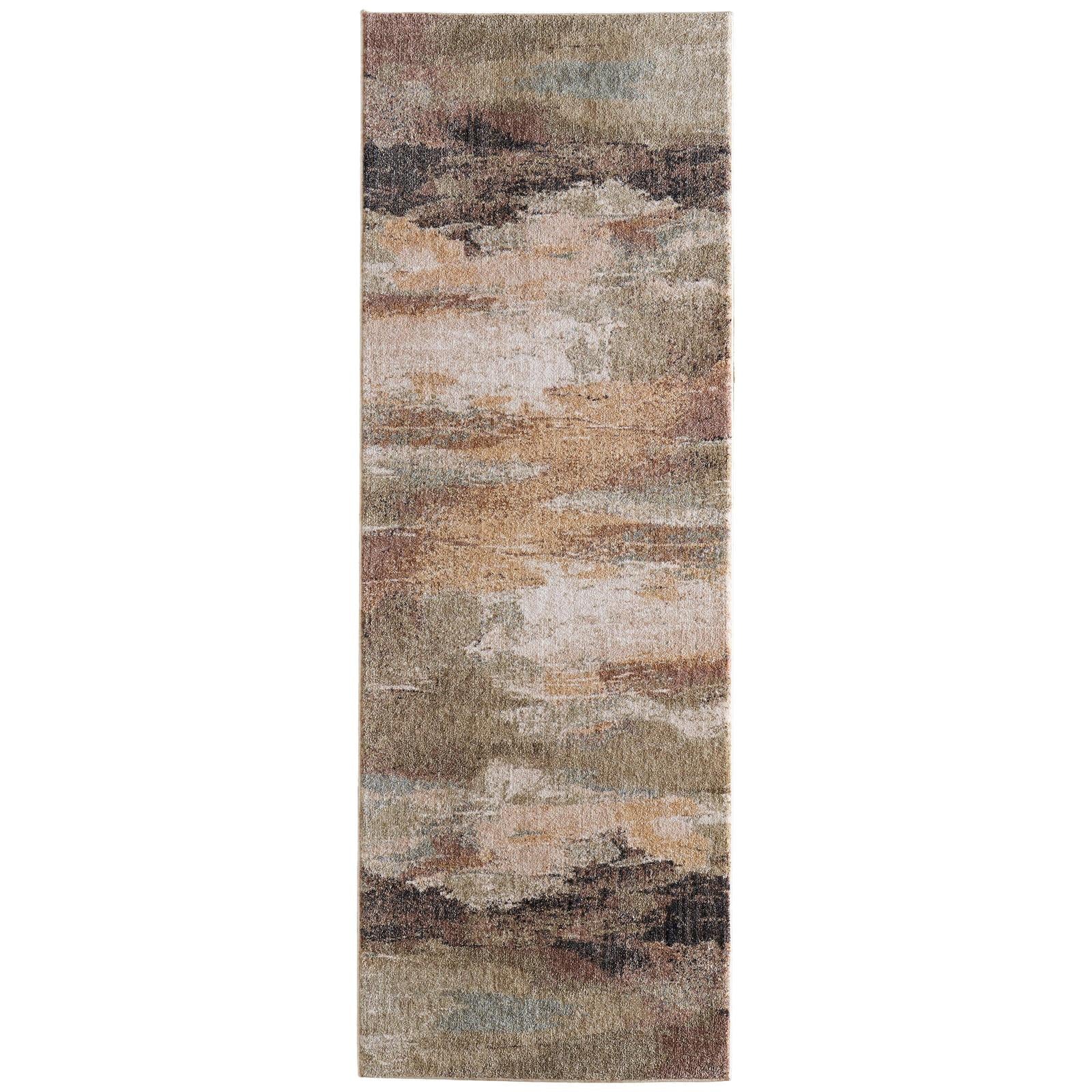 Feizy Pearson 39SBF Modern Abstract, Green/Ivory/Brown, Rug