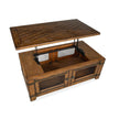 Magnussen Home Chesterfield Farmhouse Timber Lift Top Storage Cocktail Table With Casters
