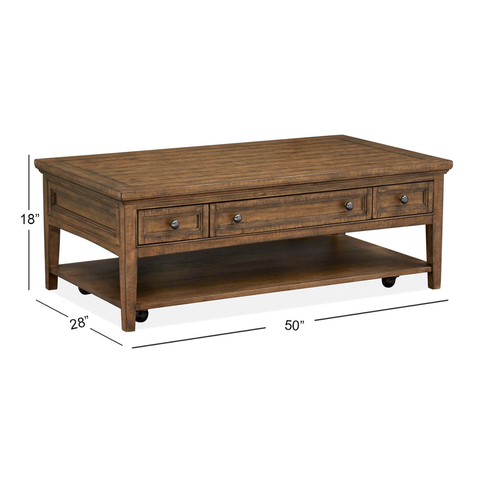 Magnussen Home Bay Creek Toasted Nutmeg Cocktail Table With Casters