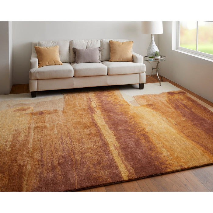 Feizy Anya 8921F Transitional Abstract Rug in Red/Orange/Ivory