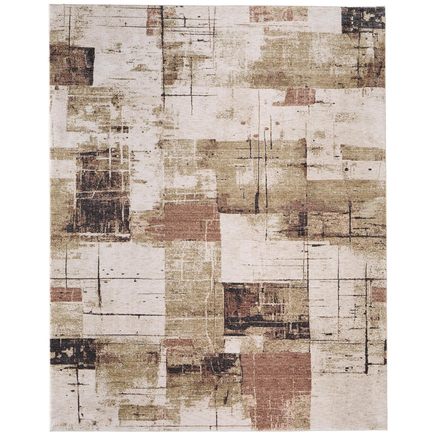 Feizy Pearson 39STF Modern Abstract, Ivory/Green/Brown, Rug