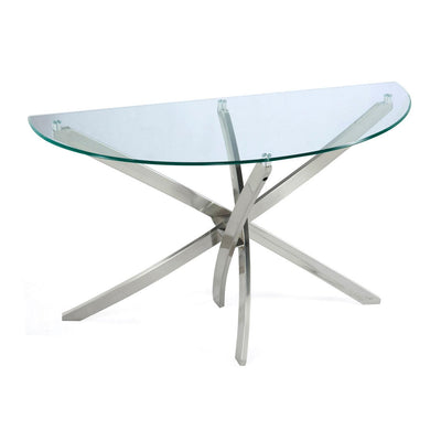 Magnussen Home Zila Brushed Nickel Demilune Sofa Table