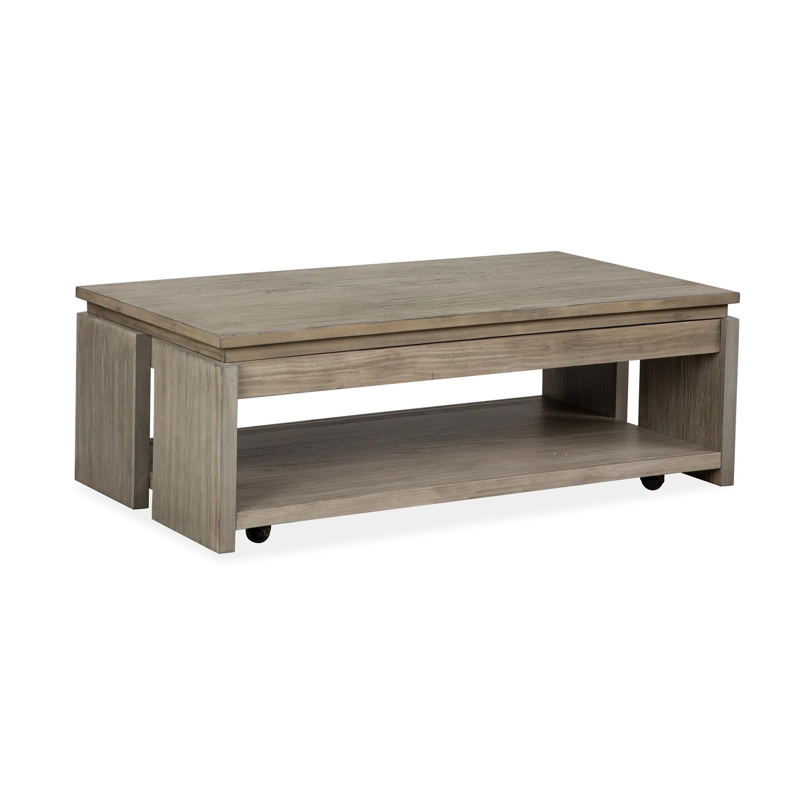 Magnussen Home Conrad Stone Harbor Grey Rectangular Lift Top Storage Cocktail Table With Casters