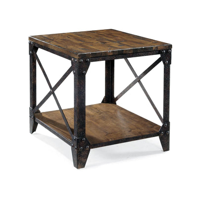 Magnussen Home Pinebrook Distressed Natural Pine Rectangular End Table
