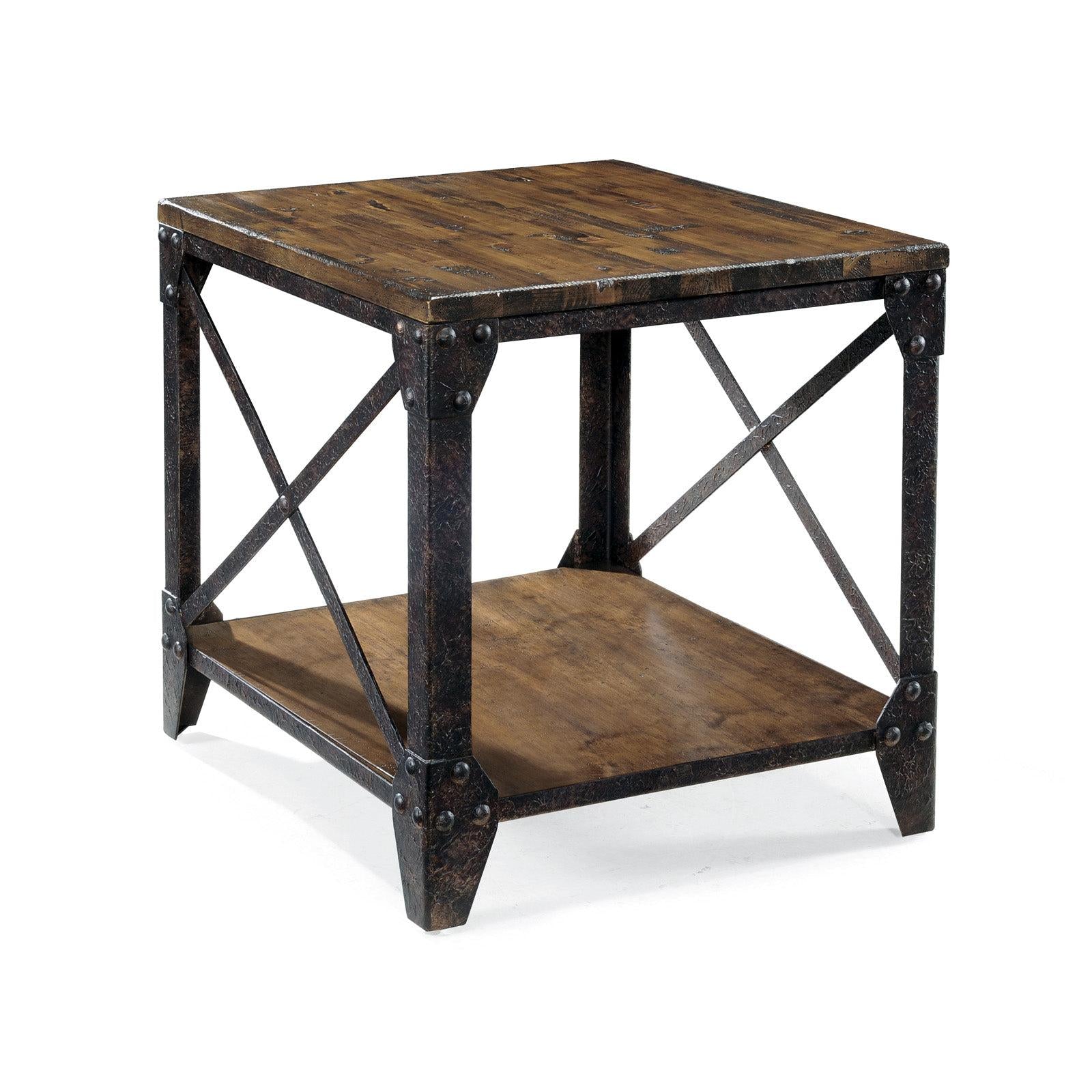Magnussen Home Pinebrook Distressed Natural Pine Rectangular End Table