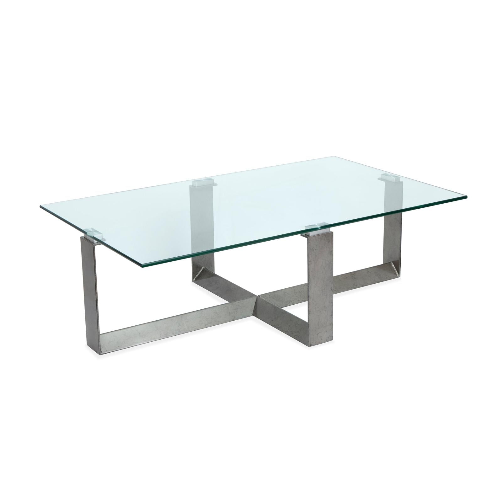 Magnussen Home Holden Aged Pewter & Chrome Pucks Rectangular Cocktail Table