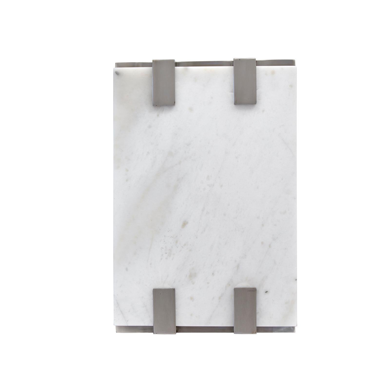 Magnussen Home Paradox Pearl White And Roasted Almond And Brushed Platinum Rectangular Accent Table
