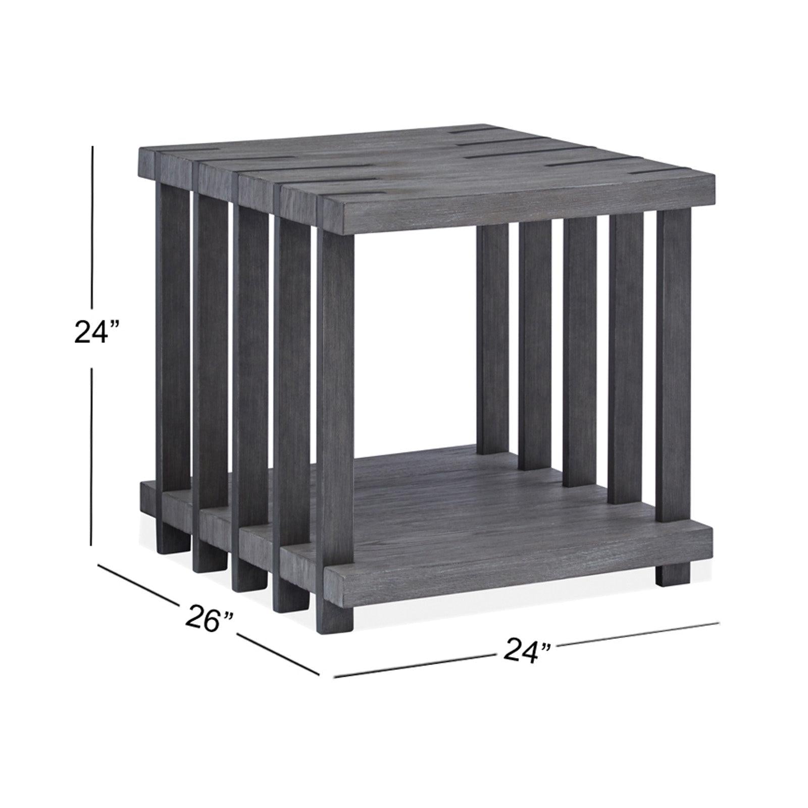 Magnussen Home Eldridge Weathered Gravel And Satin Bronze Rectangular End Table