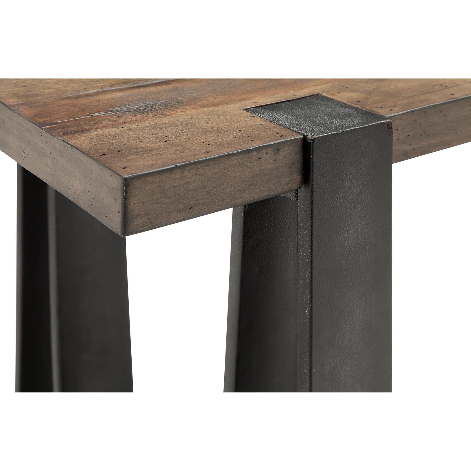 Magnussen Home Bowden Rustic Honey And Distressed Iron Rectangular Sofa Table