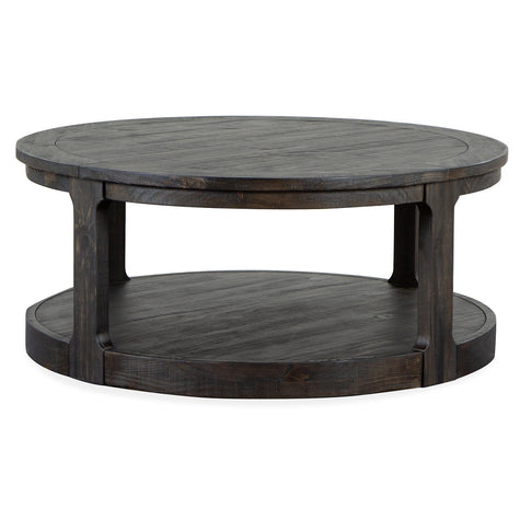 Magnussen Home Boswell Peppercorn Round Cocktail Table With Casters