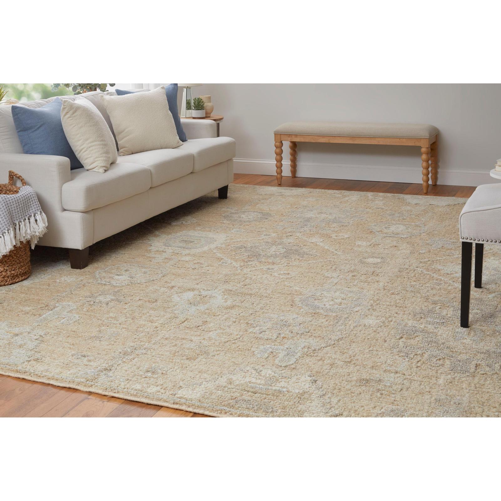 Feizy Grafton 69F8F Transitional Floral & Botanical Rug in Tan/Gray/Ivory