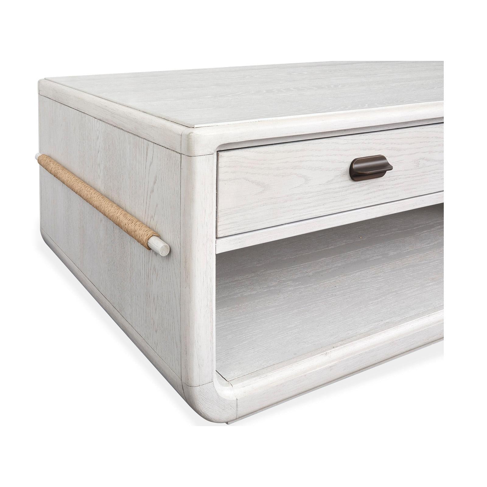 Salt Life Home Sunset Cove Moonlight Pearl Rectangular Cocktail Table with Casters