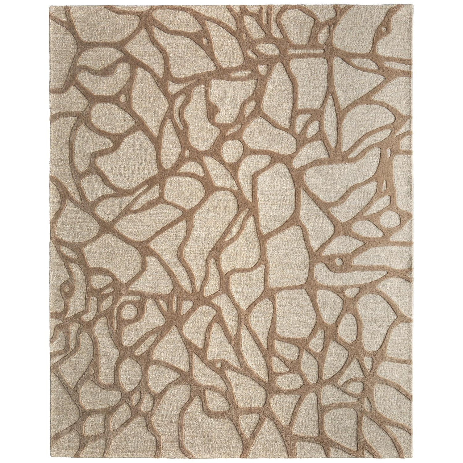 Feizy Kimball 8A32F Transitional Abstract Rug in Ivory/Brown/Tan