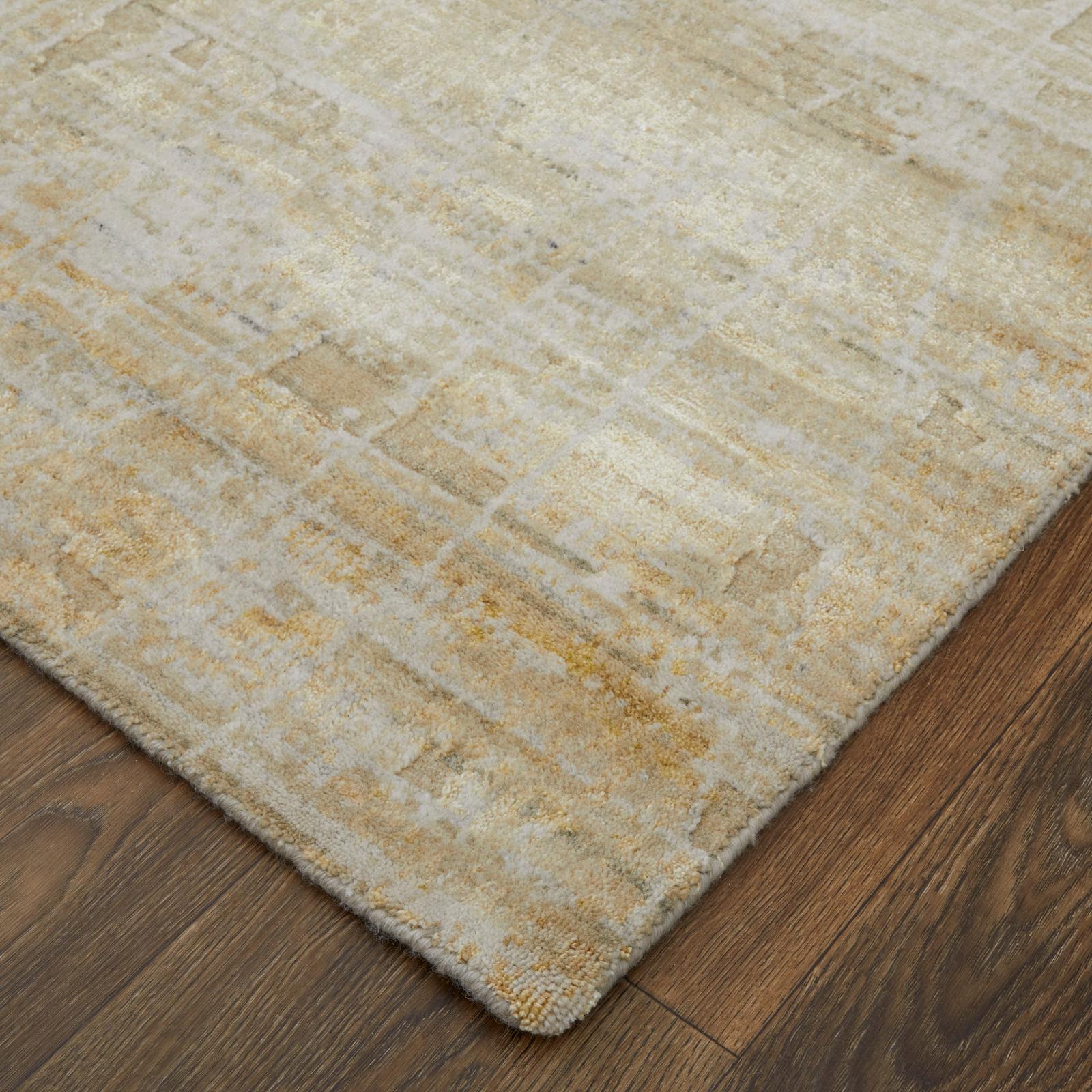 Feizy Eastfield 69FPF Modern Abstract Rug in Yellow/Ivory/Gold