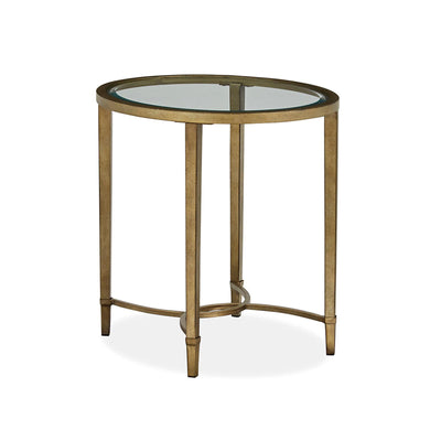 Magnussen Home Copia Antiqued Silver With Gold Tint Oval End Table