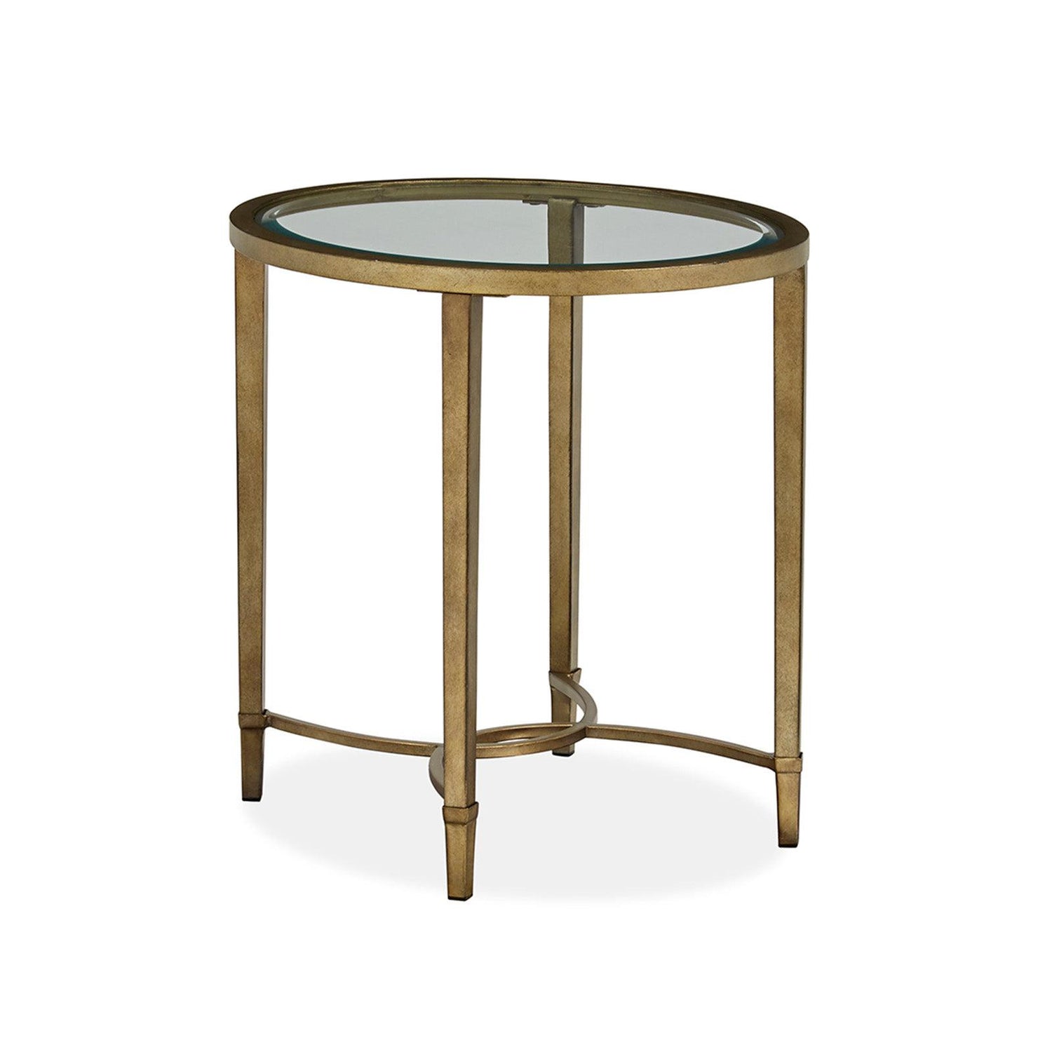 Magnussen Home Copia Antiqued Silver With Gold Tint Oval End Table