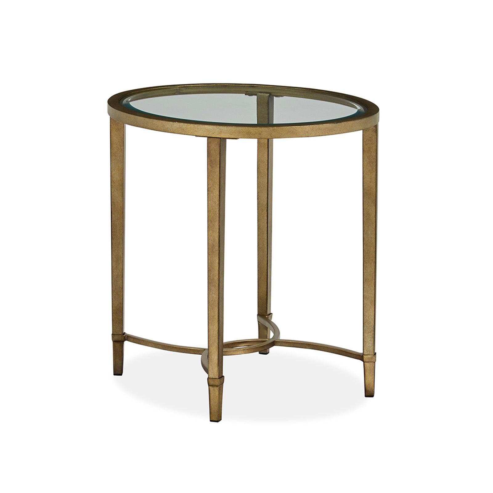Magnussen Home Copia Antiqued Silver With Gold Tint Oval End Table