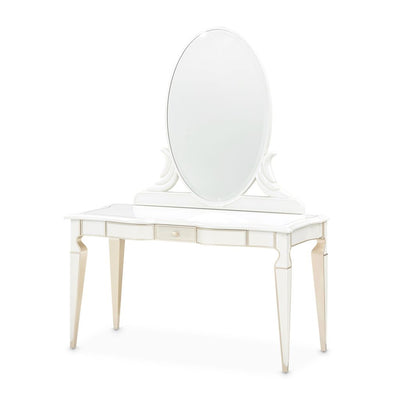 Michael Amini La Marisia Vanity with Mirror - Creamy Pearl