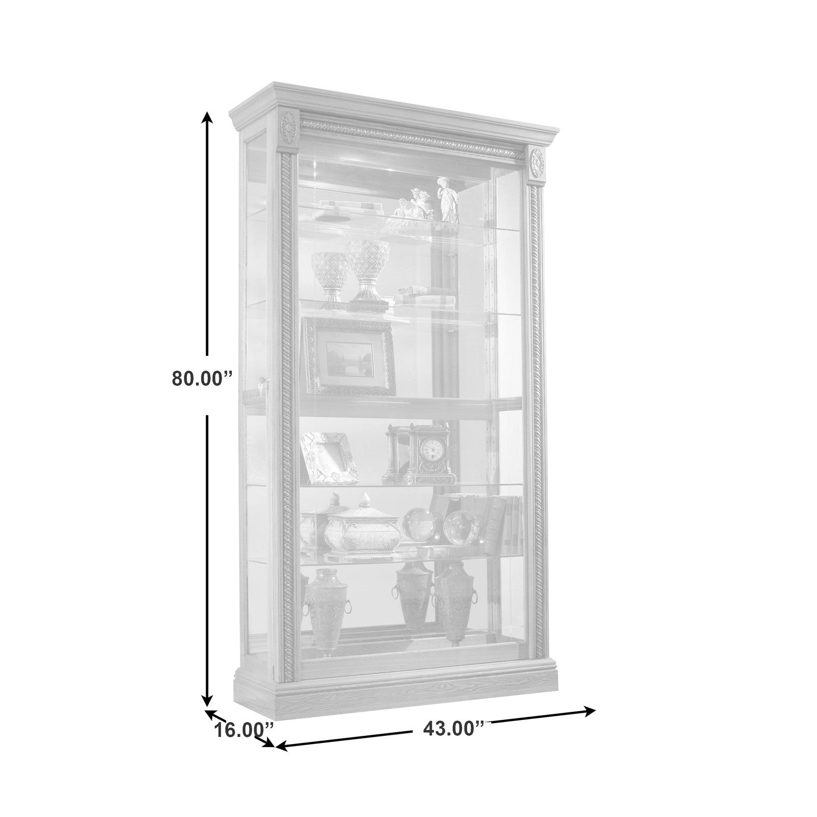 Pulaski Furniture PFC Curios Sliding Door 5 Shelf Curio Cabinet
