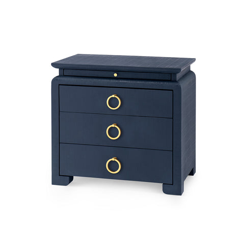 Villa & House Elina 3-Drawer Side Table with Glass Top