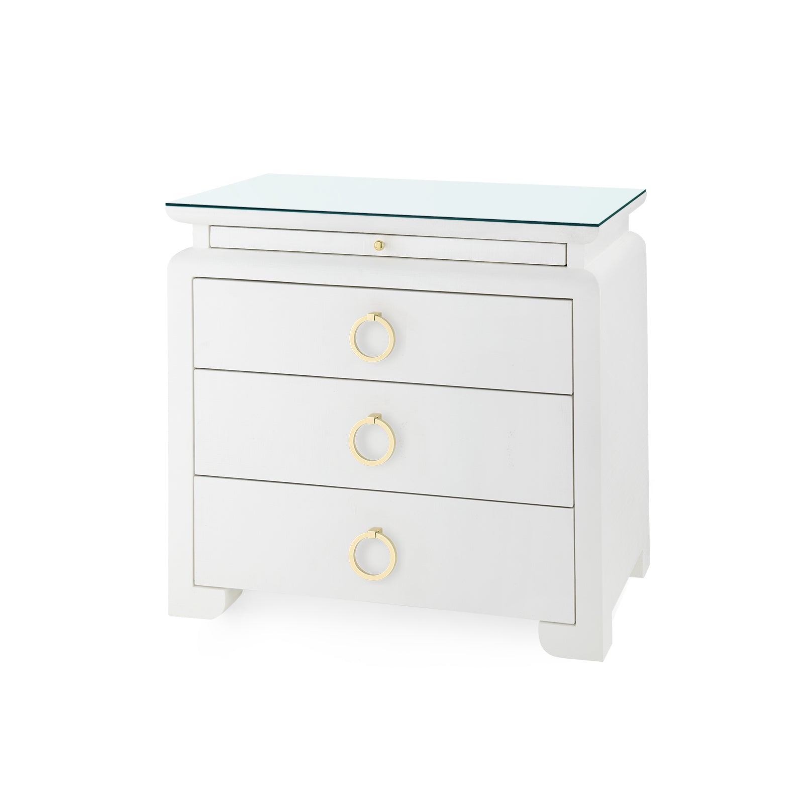 Villa & House Elina 3-Drawer Side Table with Glass Top