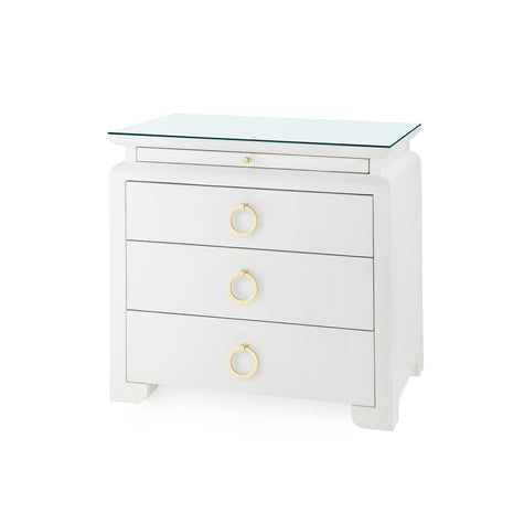 Villa & House Elina 3-Drawer Side Table with Glass Top