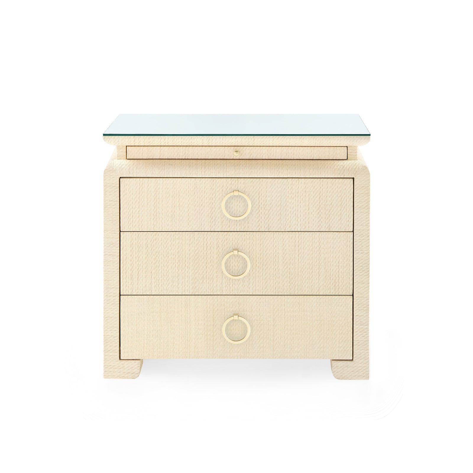 Villa & House Elina 3-Drawer Side Table with Glass Top