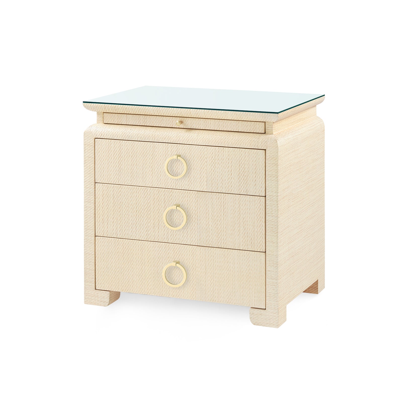 Villa & House Elina 3-Drawer Side Table with Glass Top
