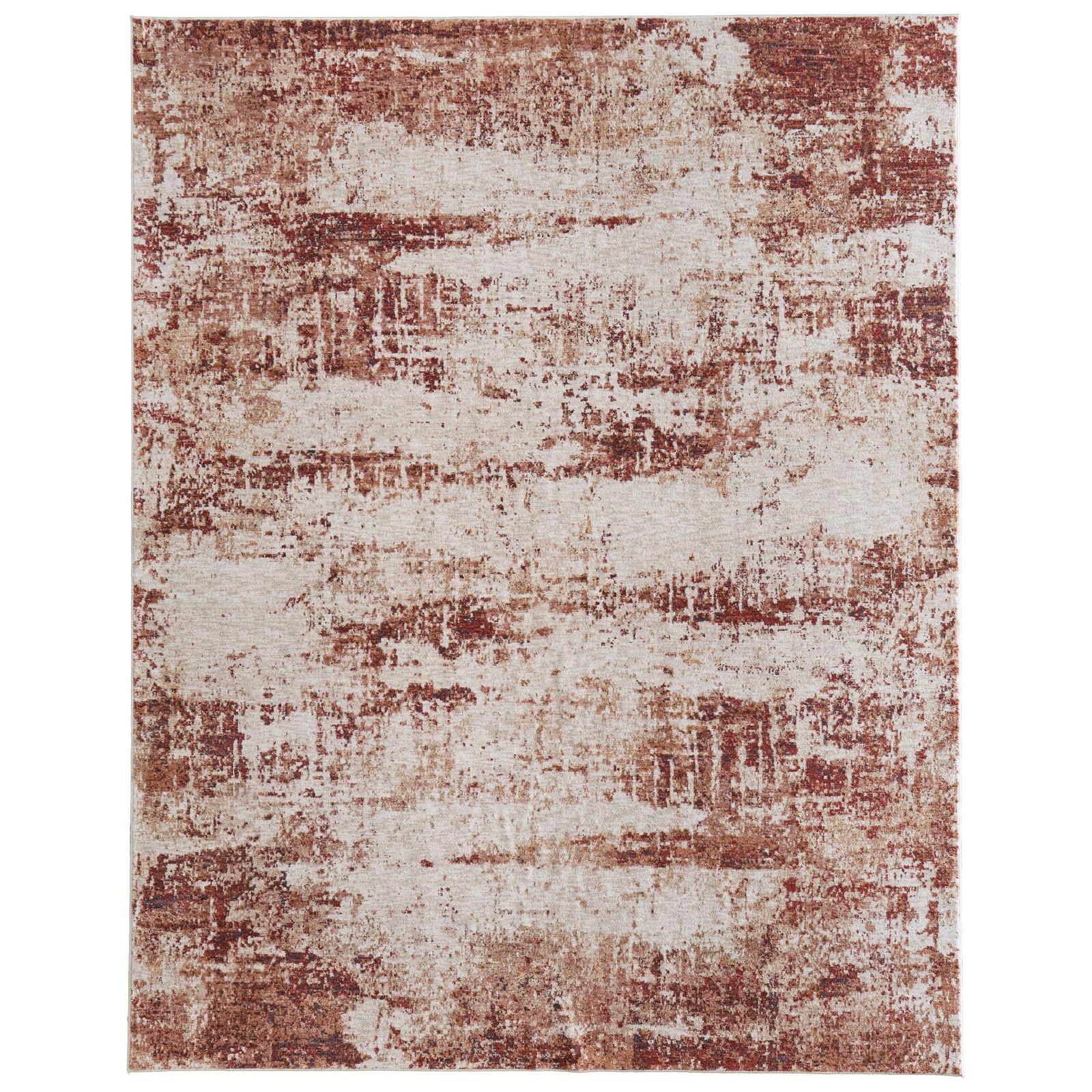 Feizy Pearson 39UEF Modern Abstract, Ivory/Red/Tan, Rug