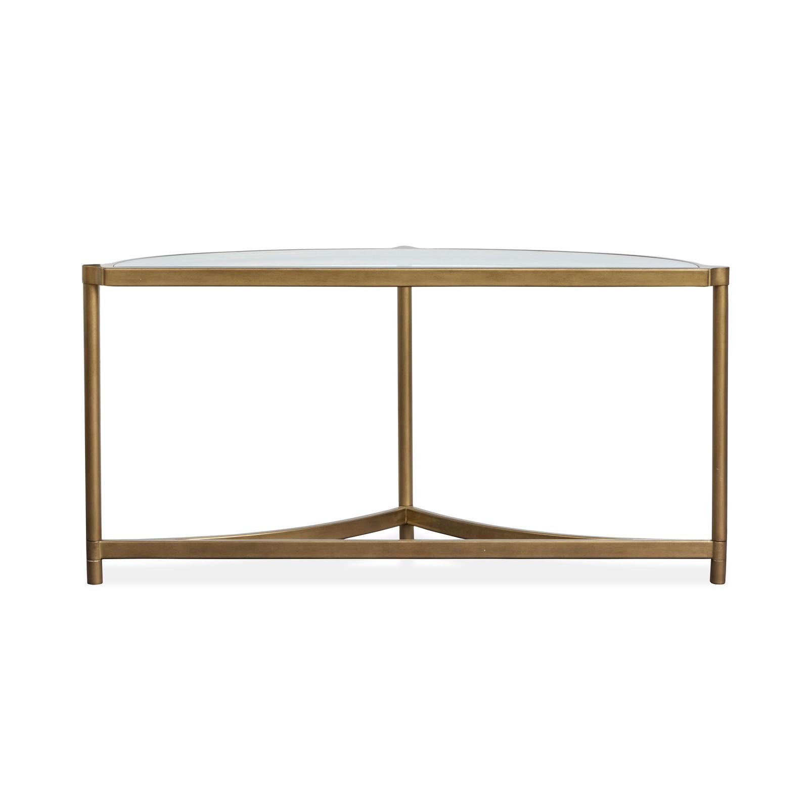 Magnussen Home Cassidy Aged Brass & Volakas Classic Demilune Sofa Table