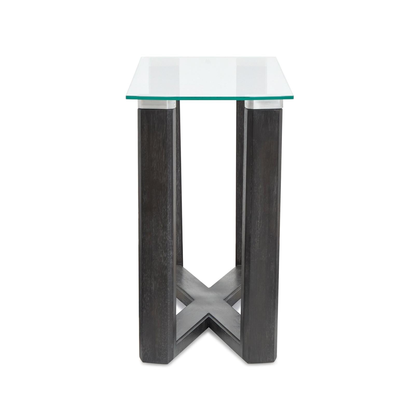 Magnussen Home Wexler Black Truffle And Clear Glass Rectangular Sofa Table