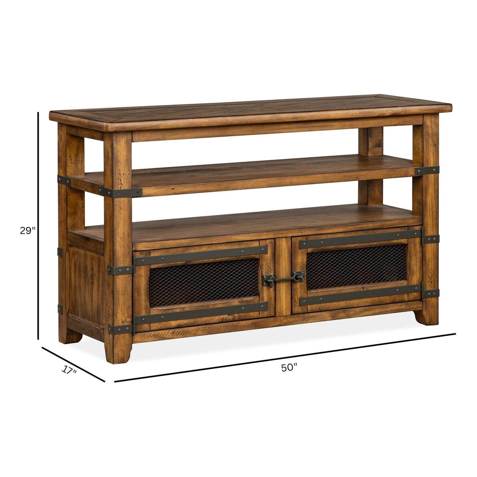 Magnussen Home Chesterfield Farmhouse Timber Rectangular Sofa Table