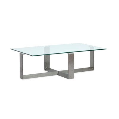Magnussen Home Holden Aged Pewter & Chrome Pucks Rectangular Cocktail Table