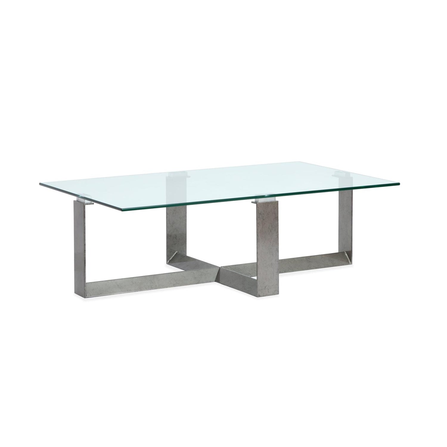 Magnussen Home Holden Aged Pewter & Chrome Pucks Rectangular Cocktail Table
