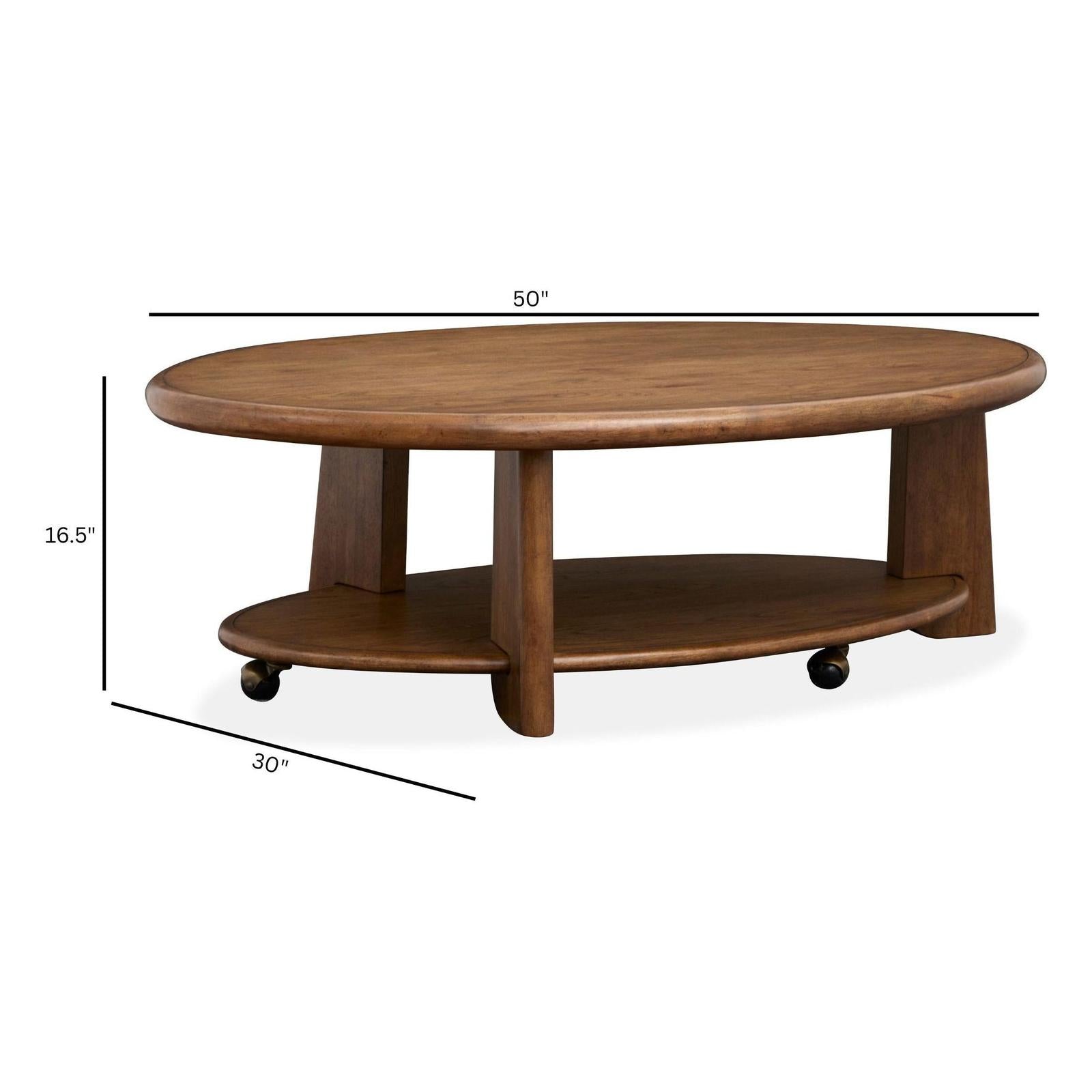 Magnussen Home Tanner Tawny Brown Oval Cocktail Table With Casters