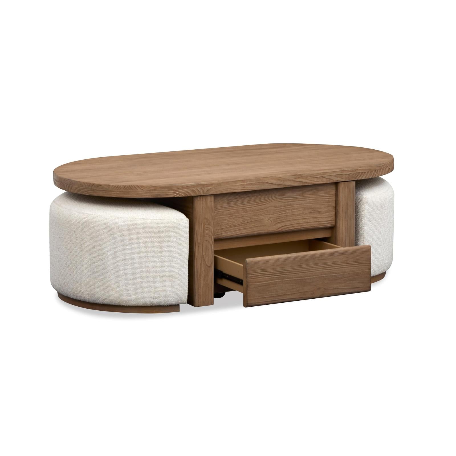 Magnussen Home Hayden Golden Oat Lift Top Storage Cocktail Table With Casters & 2 Uph.Stools