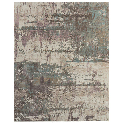Feizy Eden 39QRF Modern Abstract Rug in Ivory/Blue/Purple