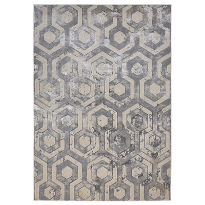 Feizy Micah 3046F Modern Distressed Rug in Gray/Taupe/Silver