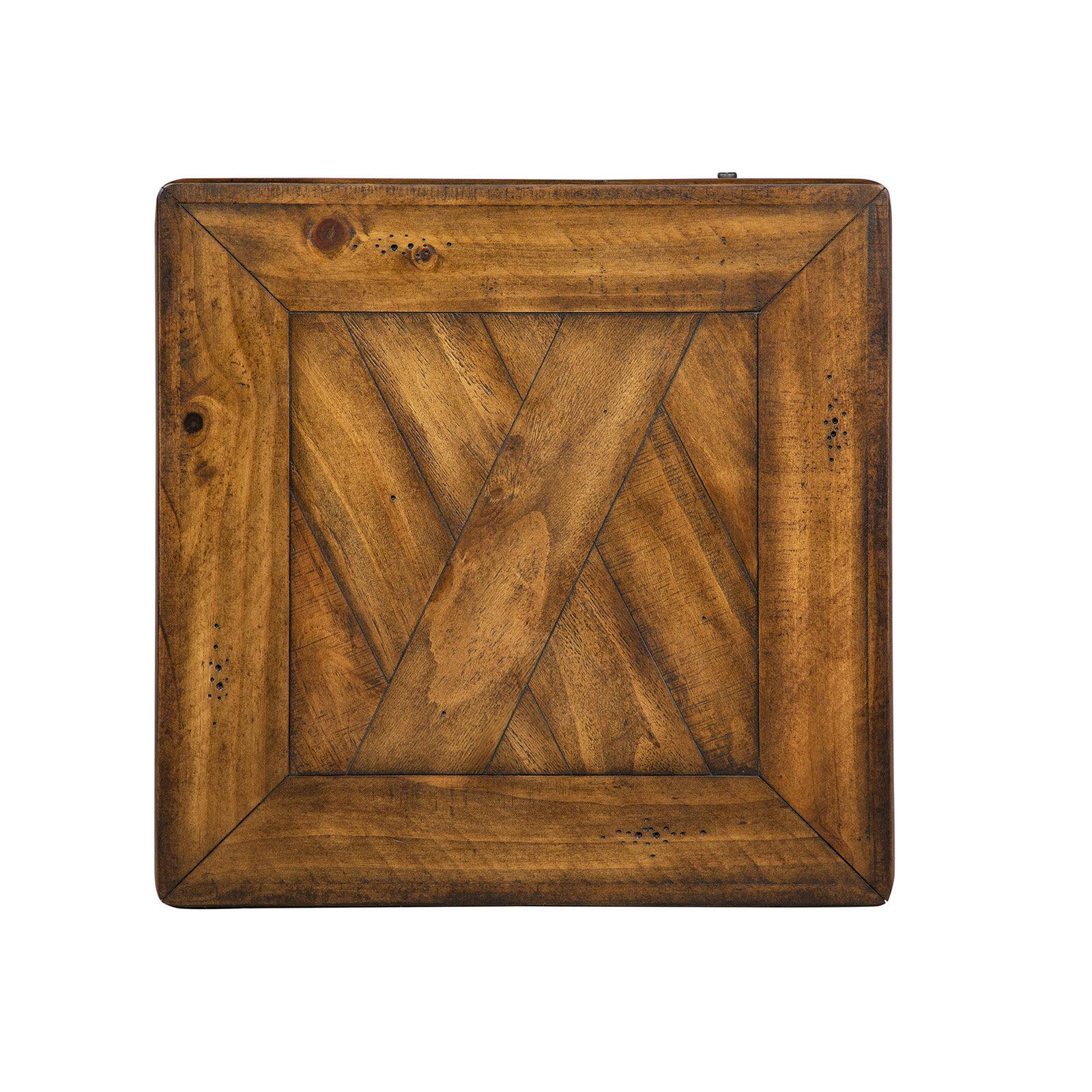 Magnussen Home Chesterfield Farmhouse Timber Chairside End Table