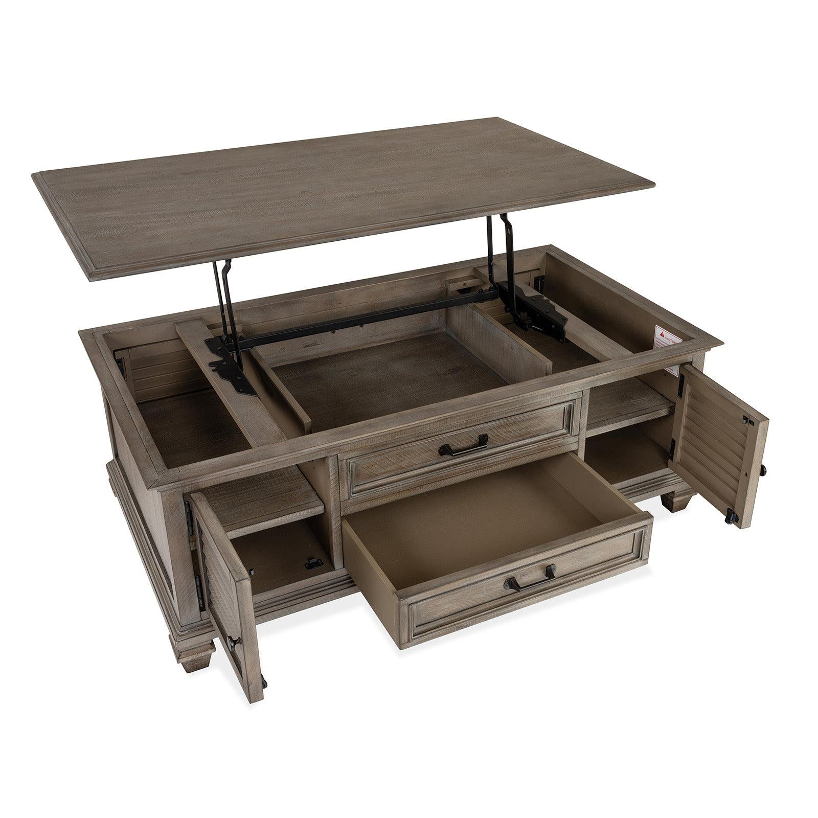 Magnussen Home Lancaster Dovetail Grey Lift Top Storage Cocktail Table With Casters