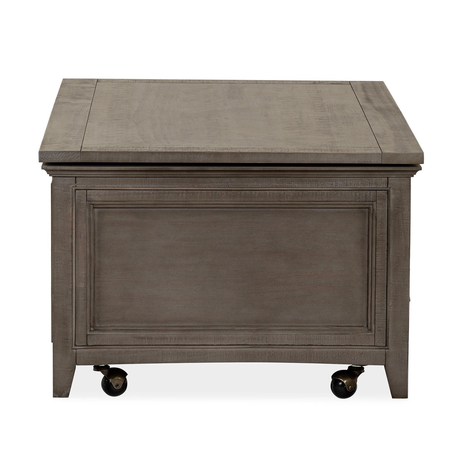 Magnussen Home Paxton Place Dovetail Grey Lift Top Storage Cocktail Table With Casters